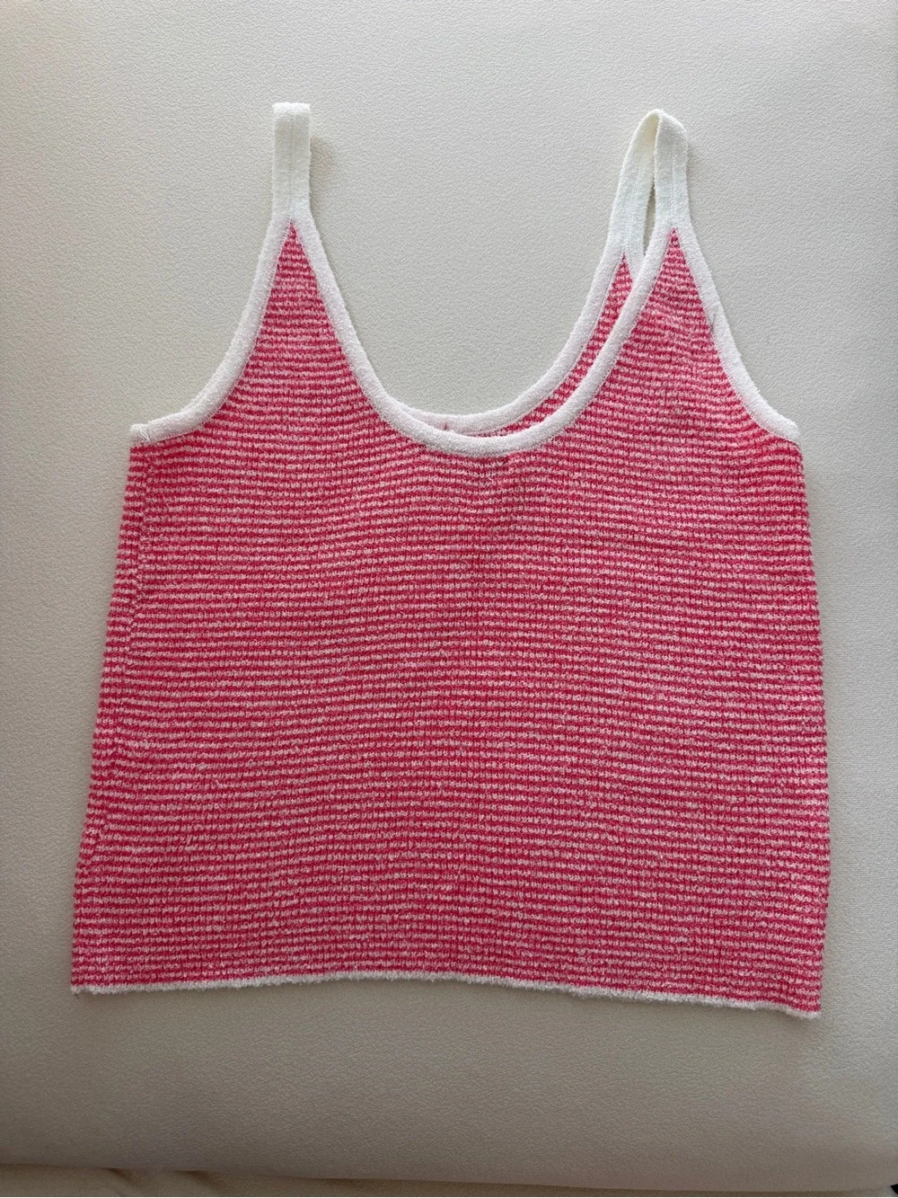 CHANEL Pink & White Striped Knit Camisole